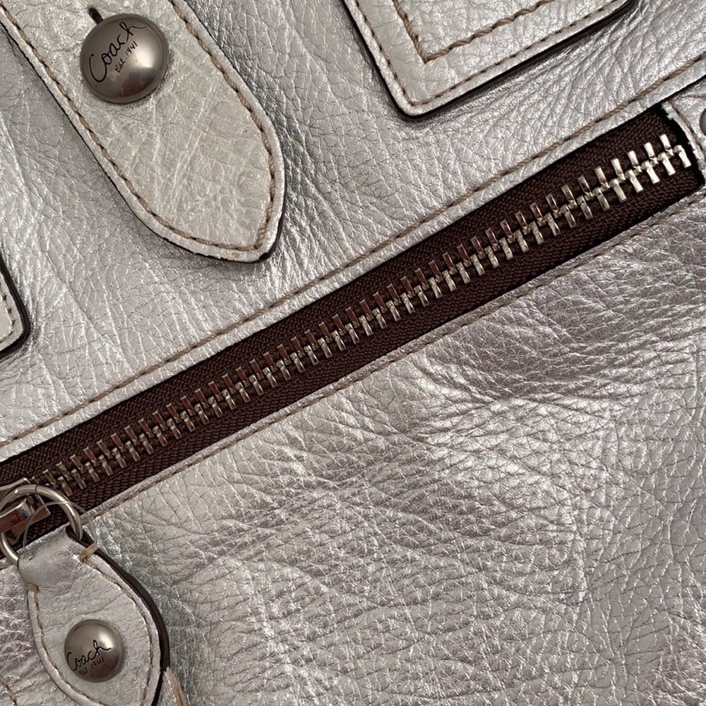 Coach Legacy Thompson metallic silver woven slim tote - Picture 9 of 13